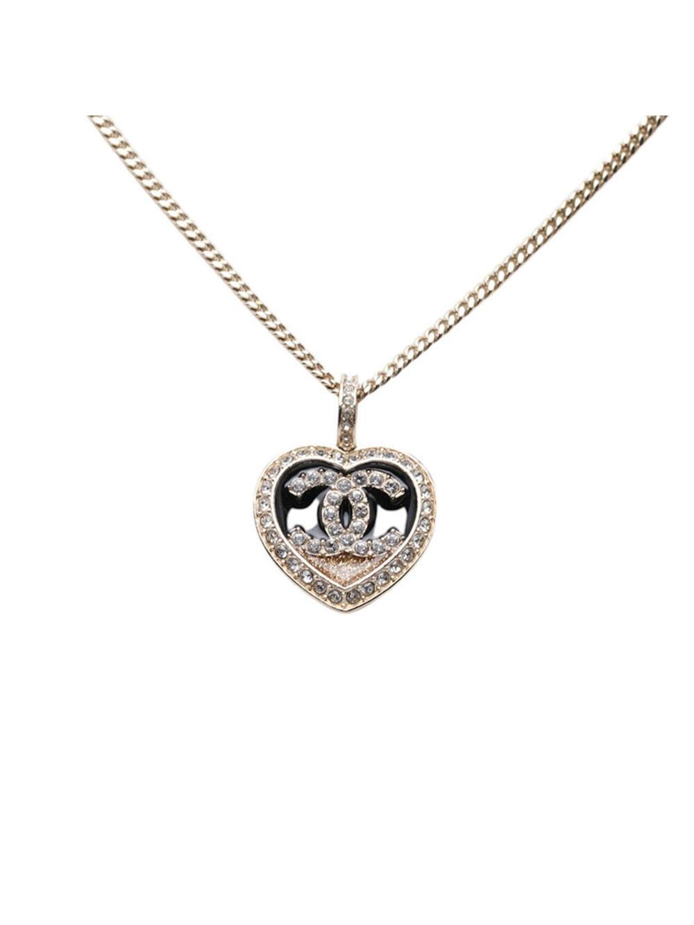 Chanel Cc Logo Heart Pendant Necklace #346716C12B